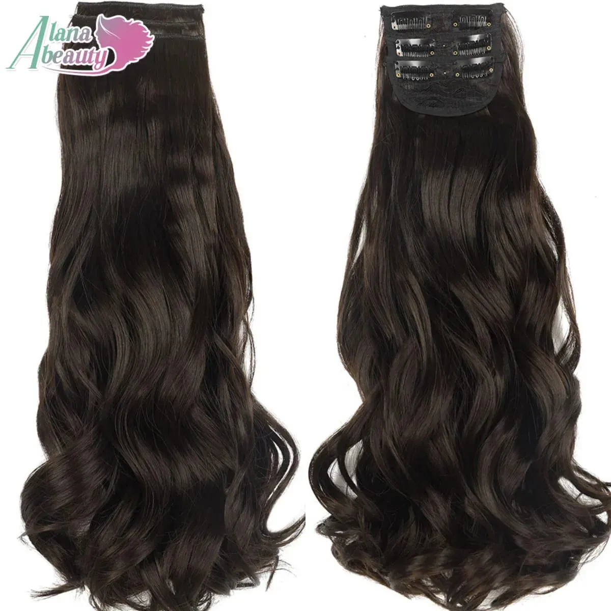 Synthetic Clip In Hair Extensions 3 PCS Full Head 20 Inch Long Curly Wavy Hair Pieces Natural Wavy For Women Girls Hair — image 5