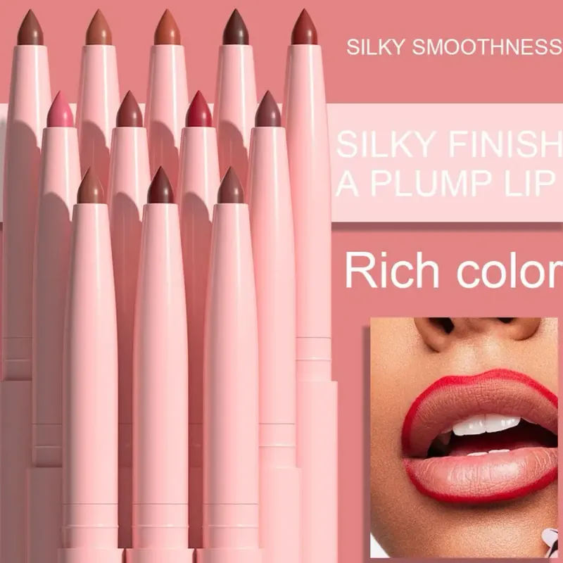 12 Colors Matte Lip Liner Pencil Set Creamy Velvet Lipstick Long Lasting Waterproof Smooth High Pigmented Lip Makeup for Women