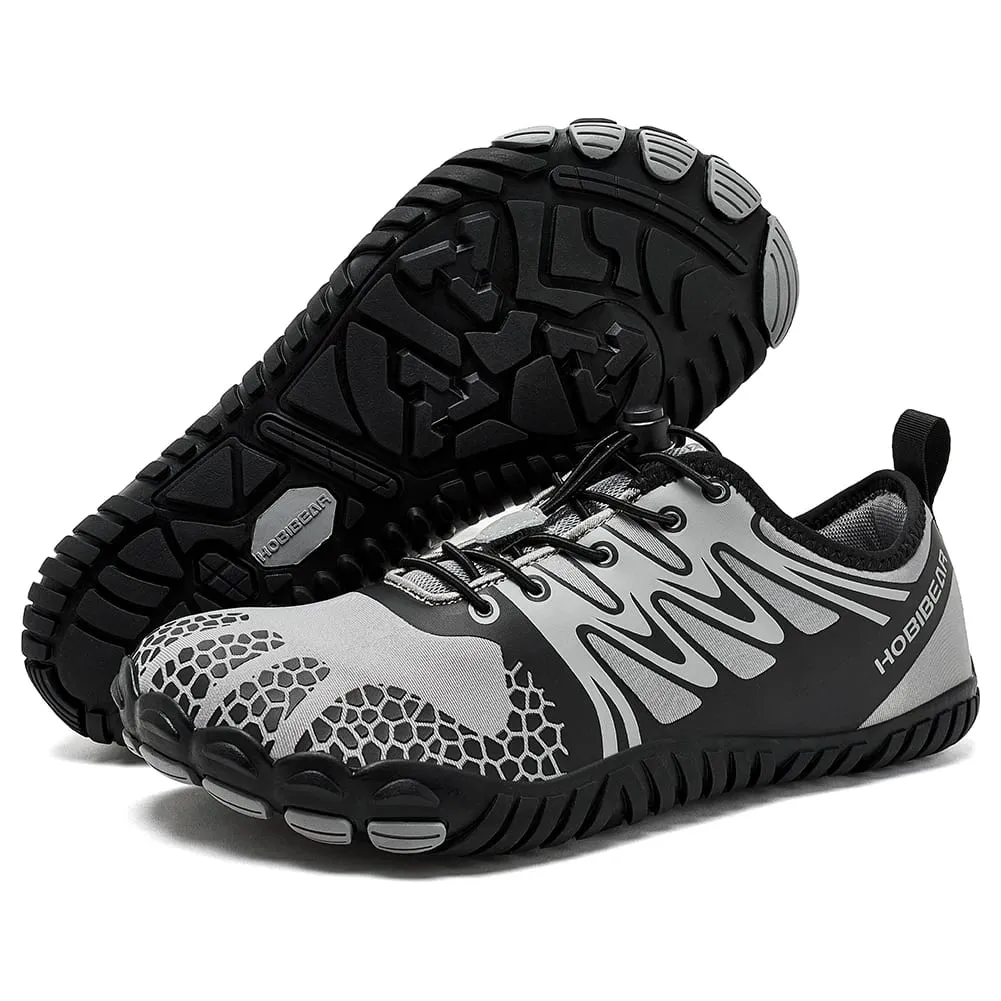Wide Toe Barefoot Shoes for Unisex Artificial Leather Outdoor Walking Sneakers Zero Drop Minimalist Elastic Band Shoes