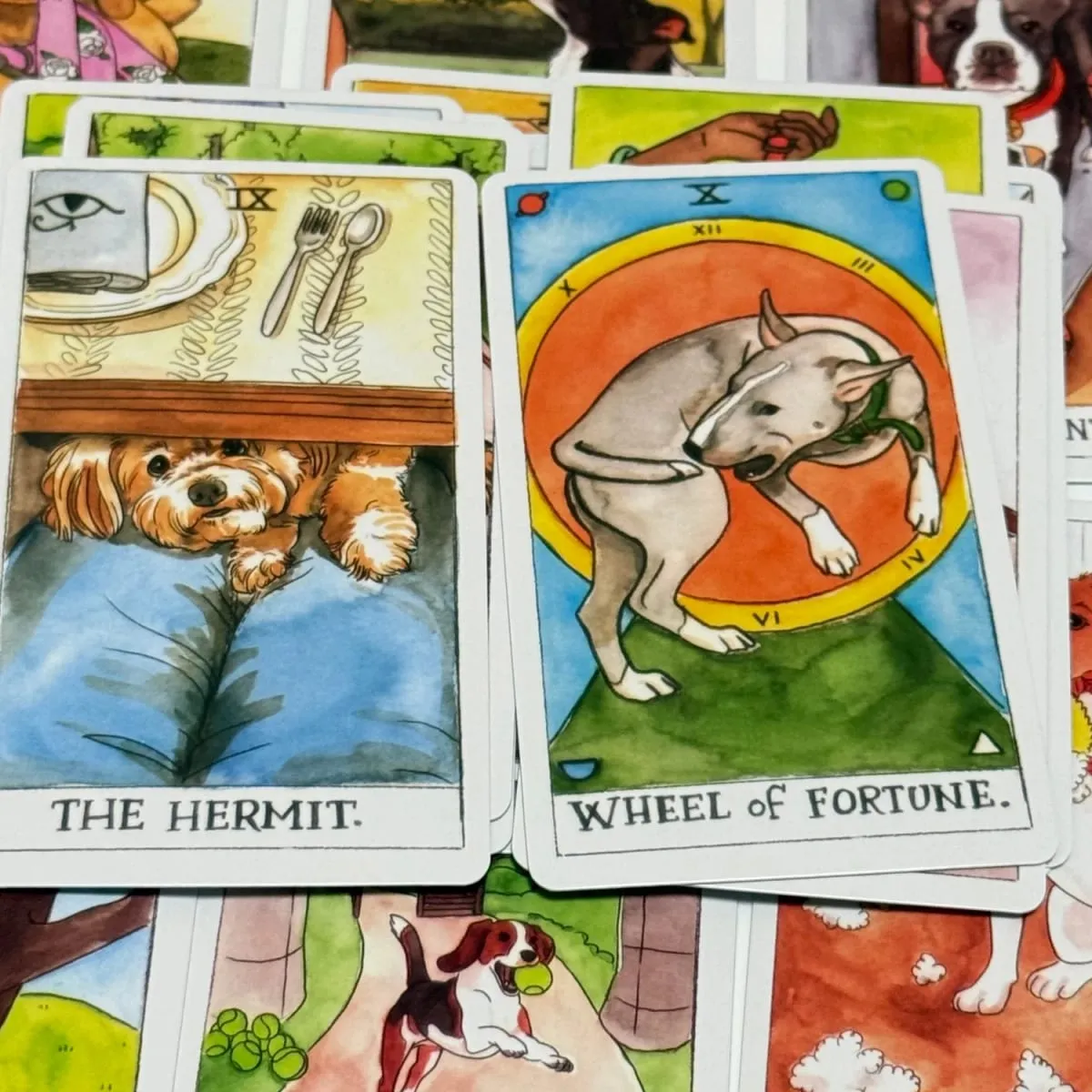 Mazzo di tarocchi per cani Simpatico 78 pezzi di carte dei tarocchi Waite, illustrazioni ad acquerello per cani, regalo unico per gli amanti dei cani — image 6