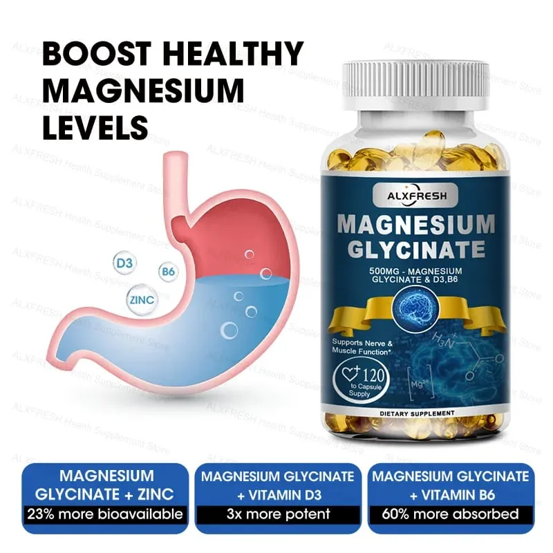 Original Magnesium Glycinate 500mg Supplement – High Absorption for Sleep Muscle & Restful Support - D3 B6 Zinc — image 5