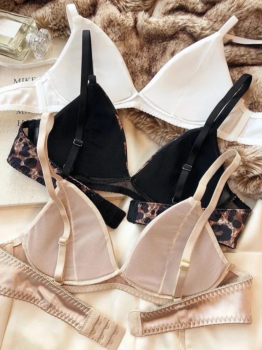 Ensemble de sous-vêtements d'été pour femmes, bonnet Triangle en soie, soutien-gorge sans fil, Bralette française, sans couture, intimes, ensemble de Lingerie et string