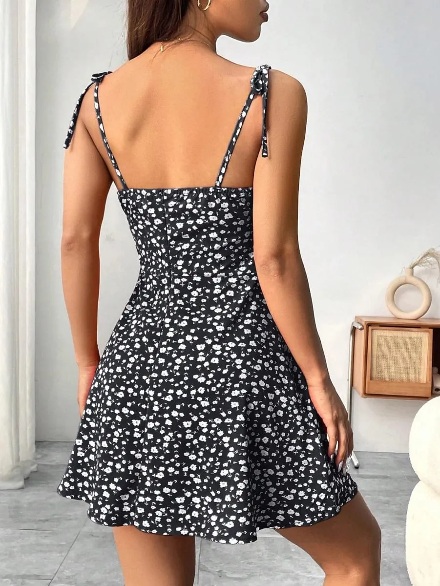 Ladies Spring Summer Elegant Casual Y2K Sexy Floral Print Invisible Zipper A-Line Mini Dress Women's Fashion Retro Skirt — image 2