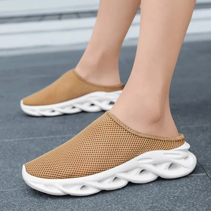 Men Slippers Summer Breathable Home Indoor Slippers Men Thick Bottom Slides Fashion Couple Walking Shoes Chanclas Hombre 39-48