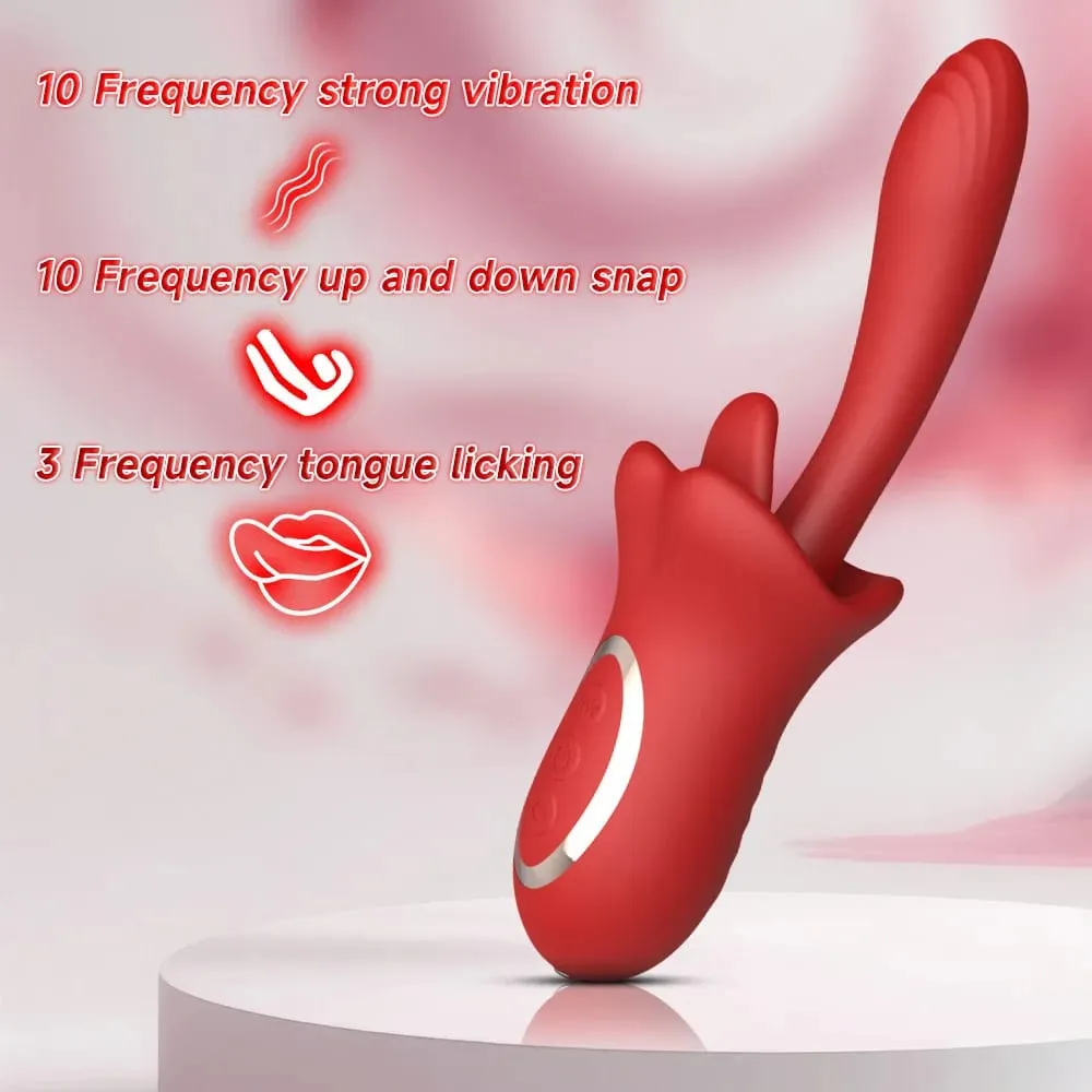 هزاز دفع 10 سرعات للنساء 3 أوضاع لعق اللسان G Spot البظر مدلك 100% مقاوم للماء ألعاب جنسية للبالغين — image 3