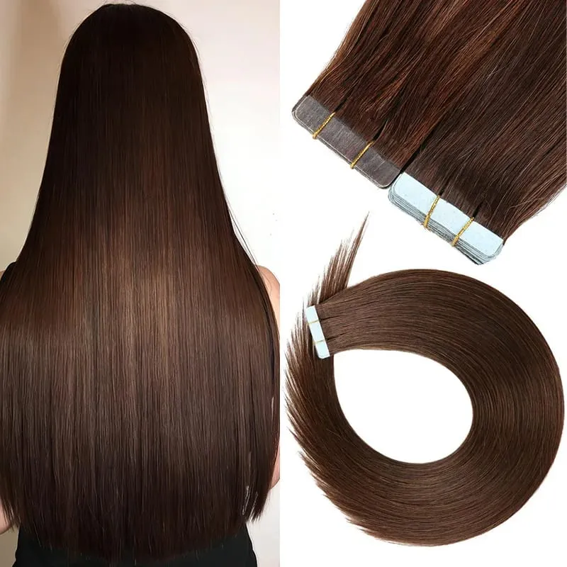 20Pcs Straight Tape ins Extensions Real Human Hair Double Side Tape in Hair Extensions Tape in Hair Extensions Remy Human Hair