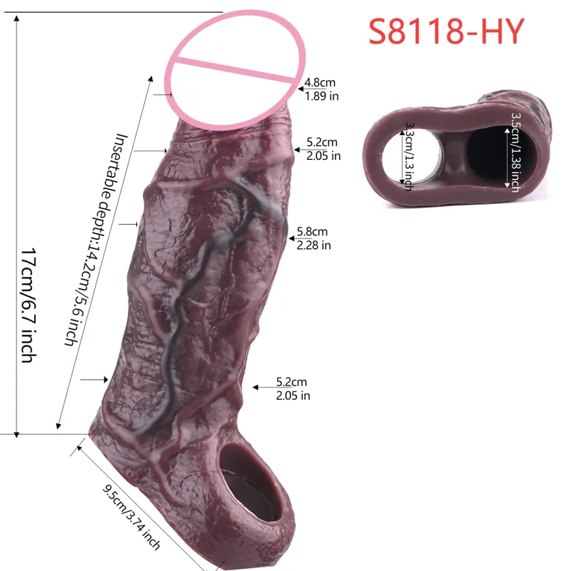 Close Head Realistic Penis Sleeve Sex Toys for Men Delay Ejaculation Dick Extender For Couples Sex Pleasure Sexshop