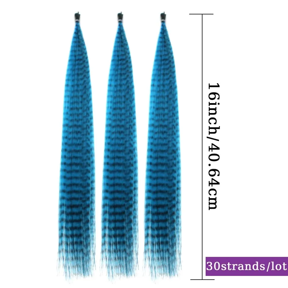30roots Colored Synthetic Feather Stripe hair Extension 16 Tommer I Tip Party Cosplay Til Musikfestival Halloween Jul