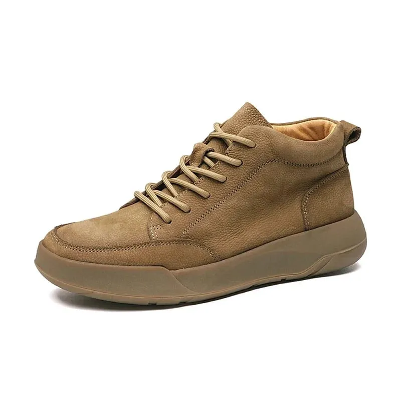 Italian 2025New Arrival Genuine Leather Mens Antiskid Walking Shoe Outdoor Thick Bottom Sneakers Casual Leather Minimalist Shoes