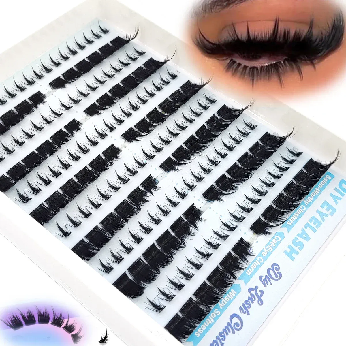 new dramatic diagonal fly eyelash cluster eyelash extension bottom eyelash artificial mink strip single eyelash cat eye — image 1
