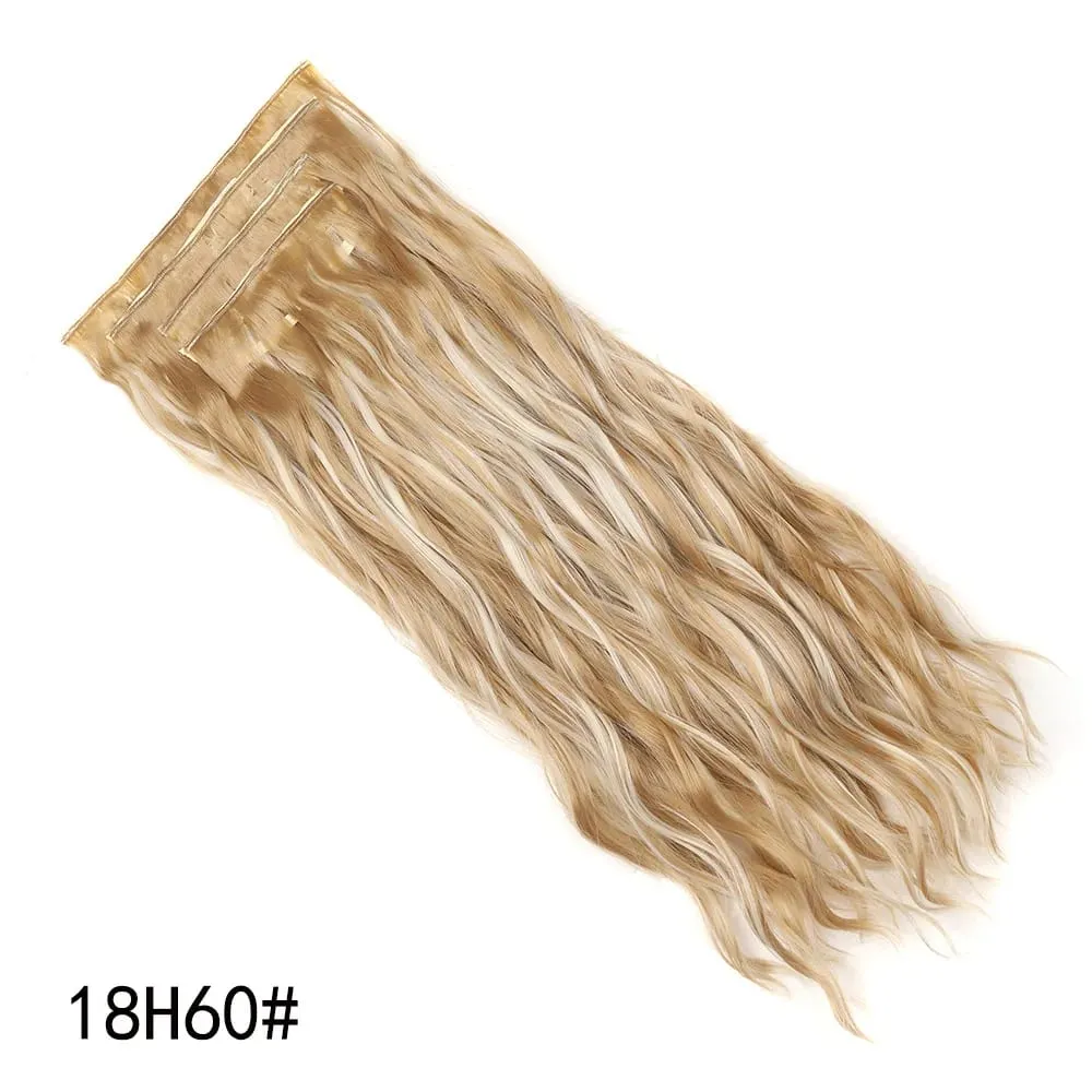 4 Pcs 22 Inch Clip in Hair Extensions Long Synthetic Wavy Curly Hairpieces Layered Soft Invisible Clip Ins Extensions for Women — image 8