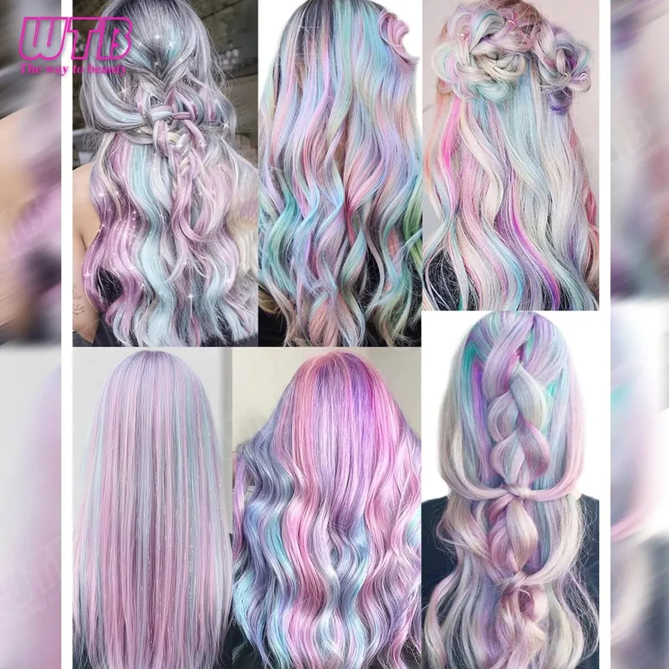 WTB Ice Cream Color Synthetic Hair Extension Wig with BB Clip Style Suitable for Women to Wear During Holidays and Events — image 5