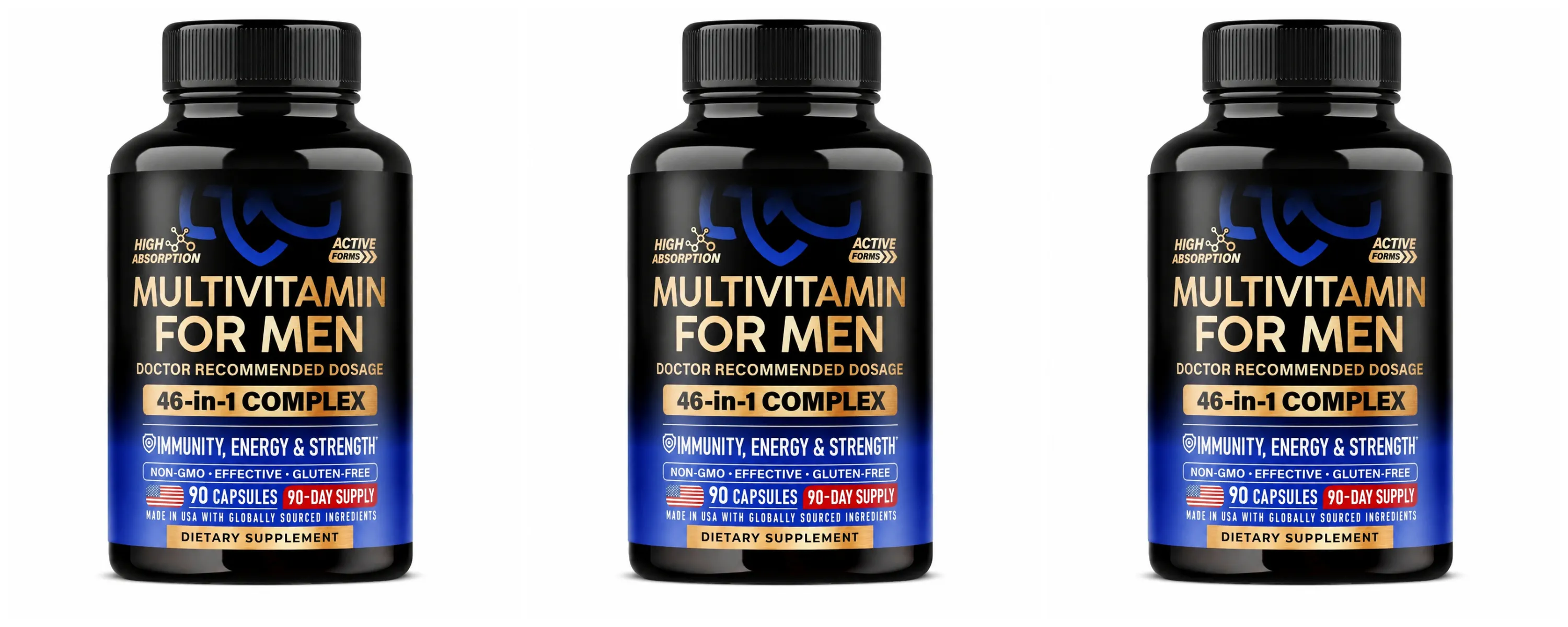 Multivitamin for Men 90 Capsules B Complex B12 Vitamin D3 K2 Zinc Magnesium Plant Extract Blend Non GMO Daily Nutrition Support