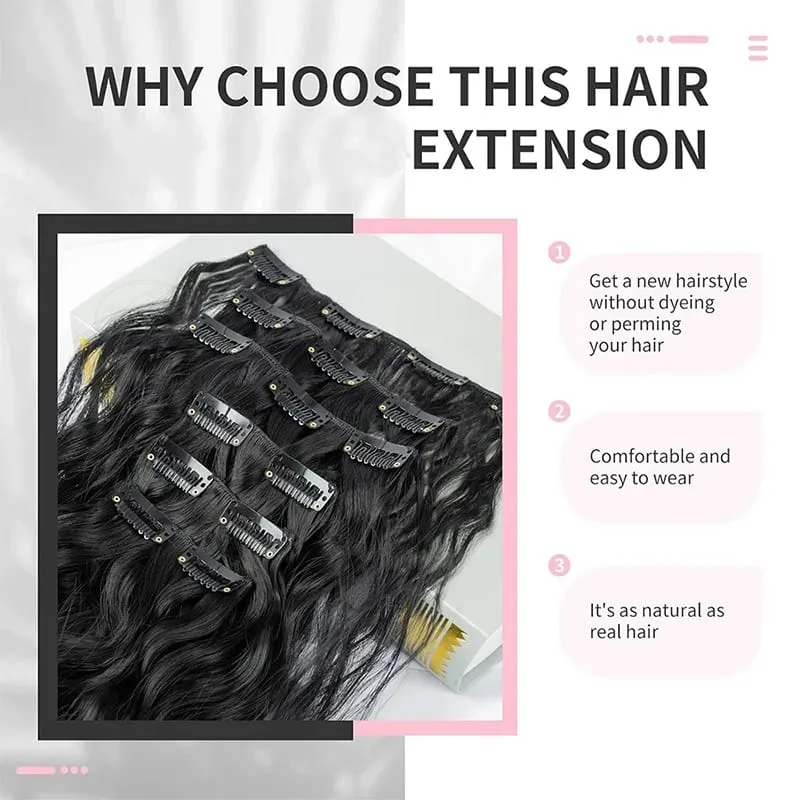 24Inch Synthetic Long Kinky Curly Clip-in Hair Extensions for Women High-Temperature Fiber Fluffy Hairpiece Everyday Wear