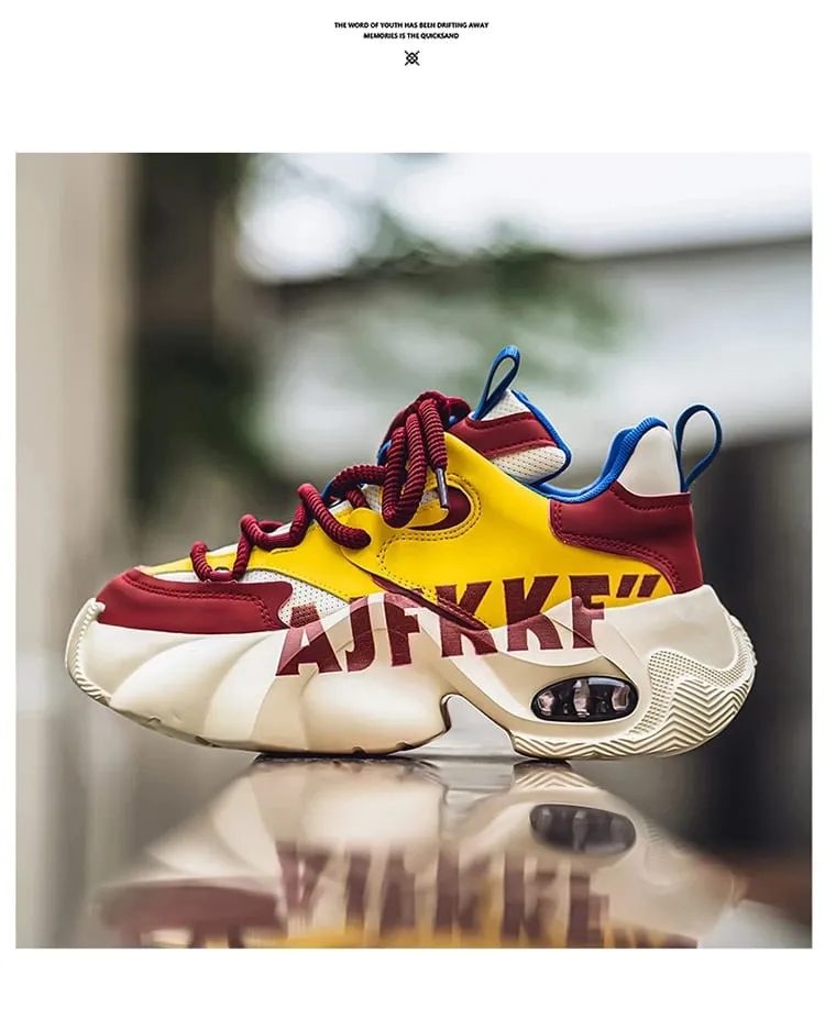 Two Tone Men Casual Sneakers Thick Sole Height Increase Air Cushion Breathable Fashion Daily Sports Shoes — image 8