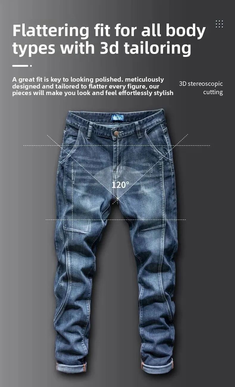 Splicing Elastic Malaking Sukat Loose Elastic Jeans Panlalaking Autumn Korean Trend Pantalon Panlalaking Harlan Denim na pantalong Panlalaking Bootcut Jeans
