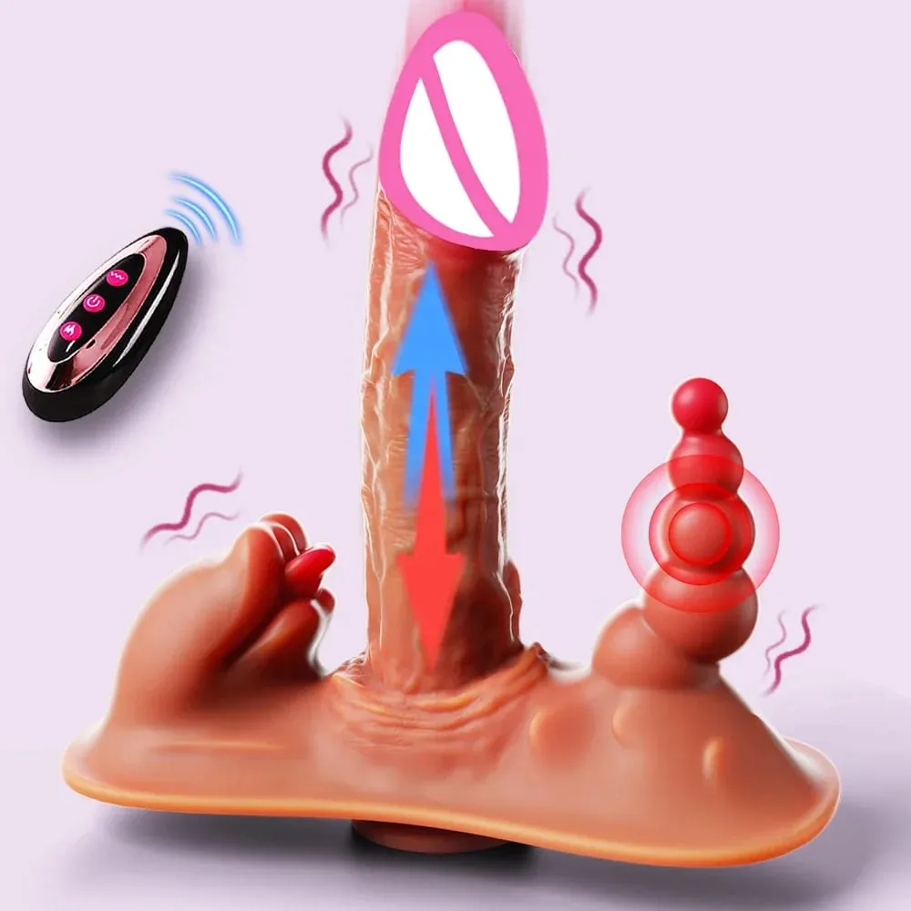 Thick Riding Dildo Sex Toys 3 in 1 Thrusting Vibrating Licking Big Realistic Dildo G-Spot Vibrators Masturbator Adult Sex Toys — image 1