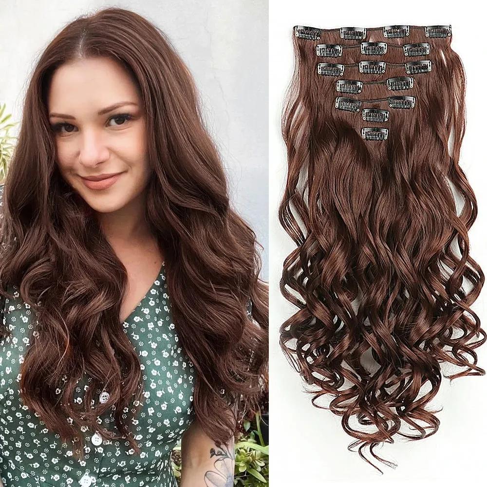 Synthetic Clip in Hair Extensions Purple hairpieces 7pcs/set 22inch Thick Hair for Women Girls Daily Party Cosplay — image 24