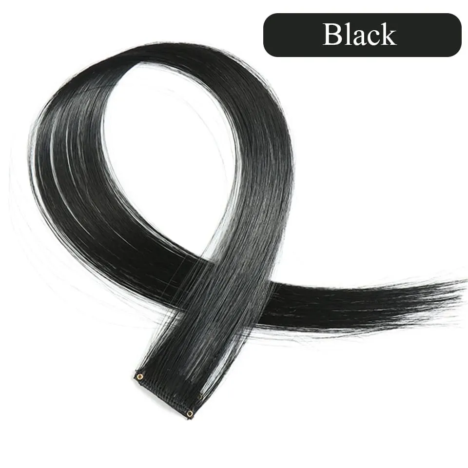 Colored Hair Extensions Synthetic 22Inch Straight Orange Green Clip in Hair Extension Rainbow Accessories Party Highlights Hair — image 15