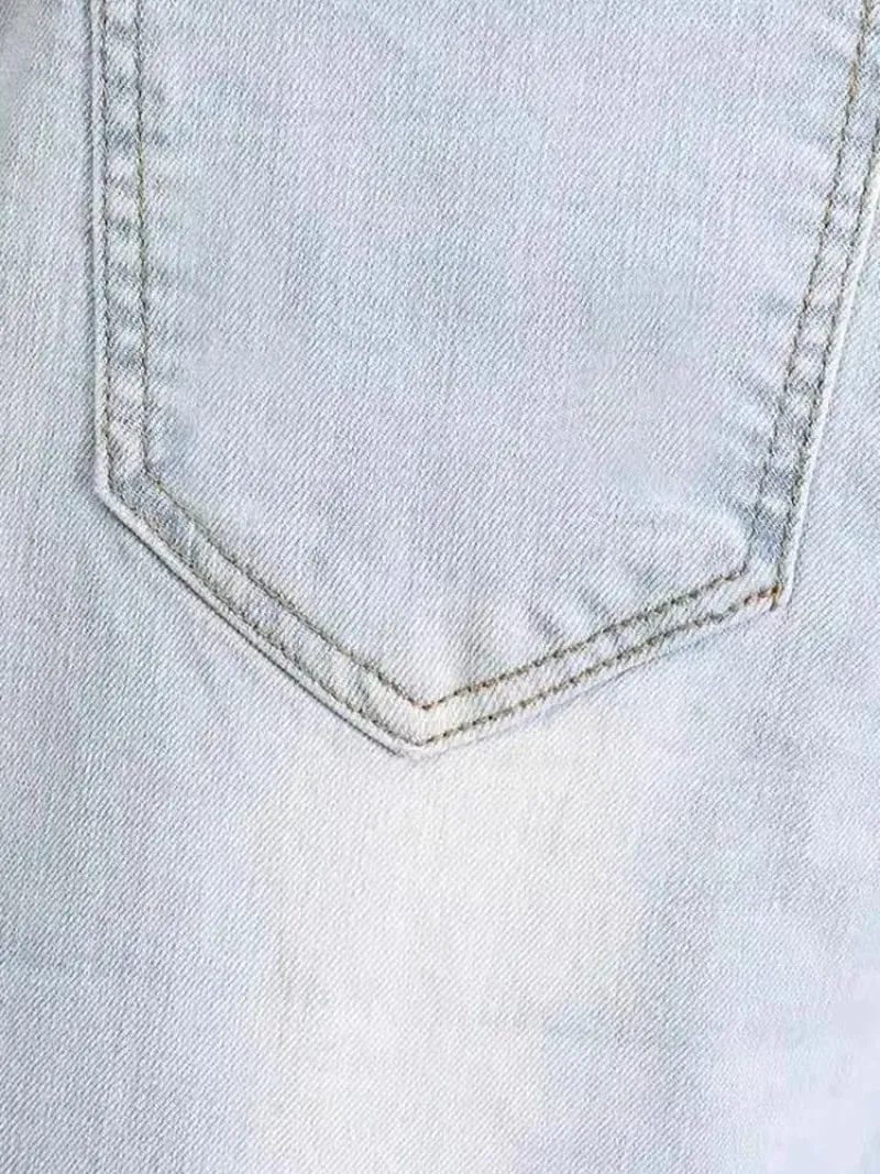 2000年衣服男士淺色牛仔褲2025新款春秋修身工裝淺藍色褲子潮流品牌工作彈性長褲 — image 5