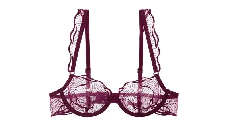 Summer French Lace Bra Beachwear Large Bust Minimizer Ultra Thin Sheer Anti-Sagging Light Support Ruffles Embroidery AU MOYISU — image 9