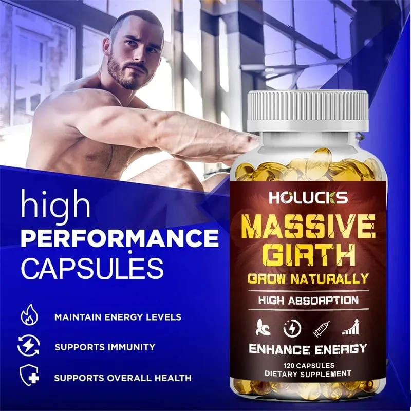 Massive Girth Capsules for Men Testosterone Booster Hormone Support Muscle Growth & Strength Size Enhancement Supplement — image 5