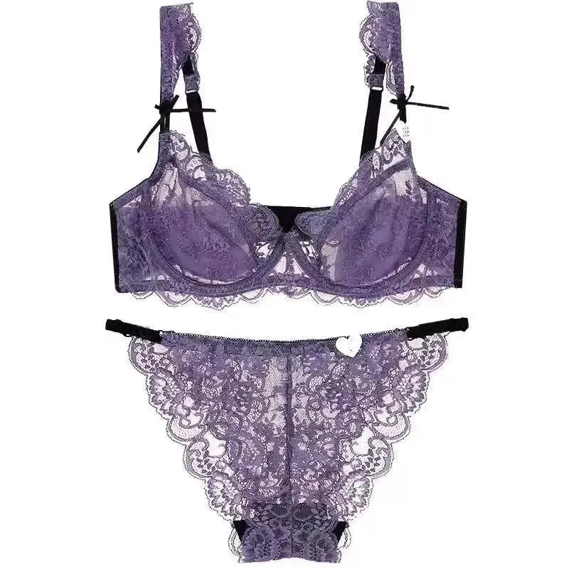 Lace Minimizer Bra Ultra Thin Sponge Free Wirefree Seamless Full Coverage Bust Push Up Comfort Lingerie Set BANERDANNI — image 10