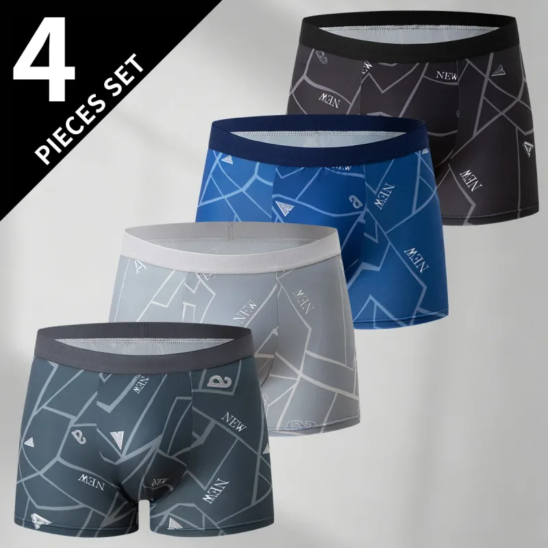 Calças de perna plana masculina de 4 peças com impressão de moda sazonal multi-cor esportes conforto cintura elástica e tendência diária casual