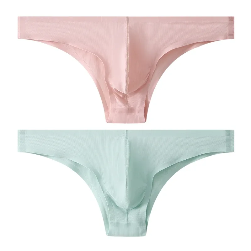 Intimo da uomo a triangolo piccolo a mezza anca a vita bassa sexy da uomo giovane slip senza cuciture in seta di ghiaccio mutandine estive leggere e traspiranti — image 24