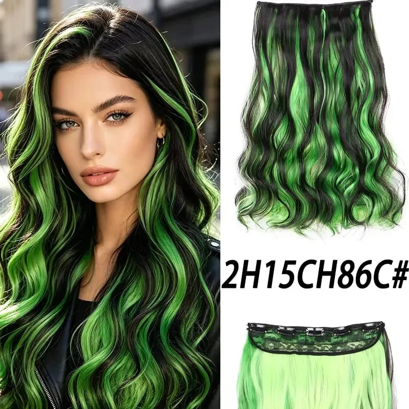 Synthetic 5 Clips in Hair Extensions Body wave Natural Hair Fake False Hair Piece Extentions For Women And Girl halloween wig — image 8