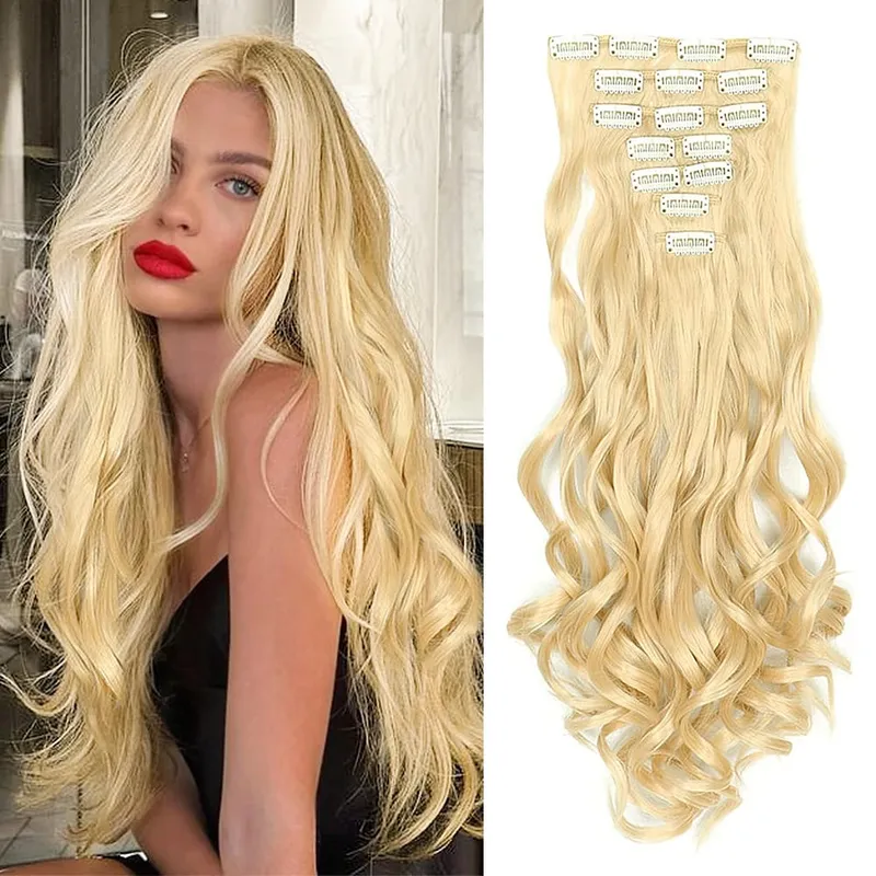 Synthetic Clip in Hair Extensions Purple hairpieces 7pcs/set 22inch Thick Hair for Women Girls Daily Party Cosplay — image 31