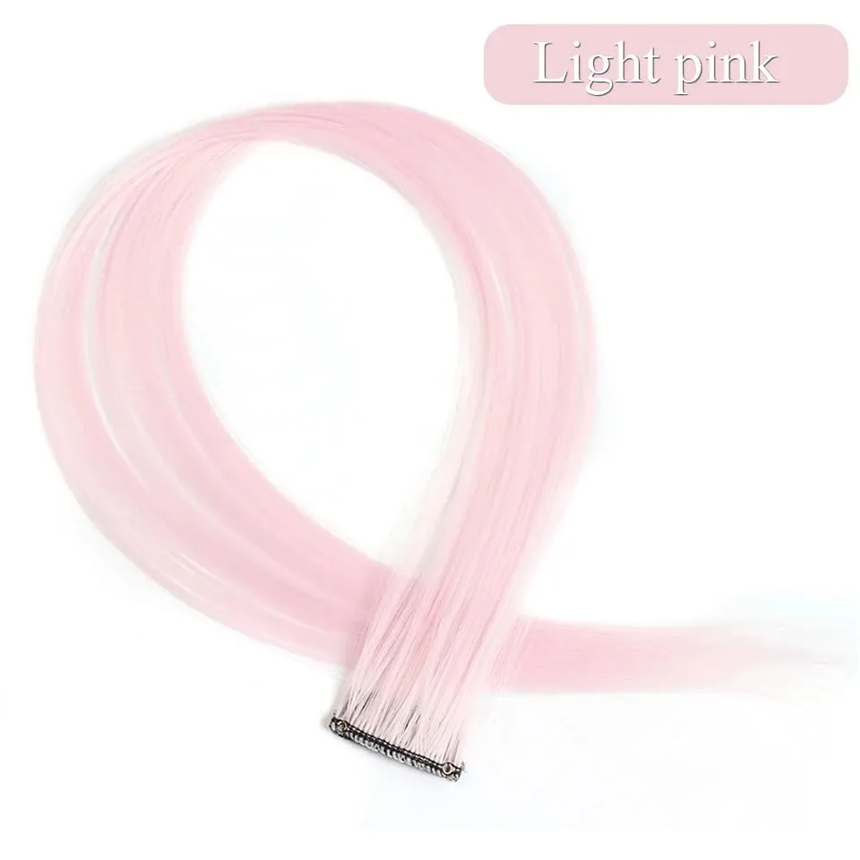 Colored Hair Extensions Synthetic 22Inch Straight Orange Green Clip in Hair Extension Rainbow Accessories Party Highlights Hair — image 20