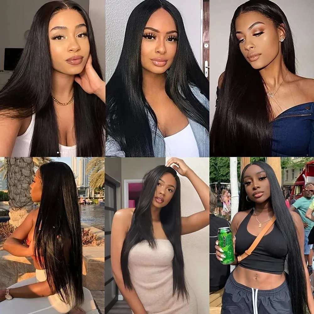 20" Straight Super Long 7 PCS Set Thick Clip in on Hair synthetic Extensions Straight Full Head Black for African Americans — image 5