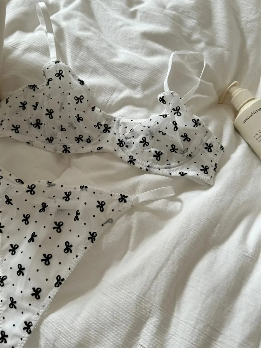 Sexy Embroidered Lace Bralette & Briefs Set for Women Floral Lingerie Underwear Suit