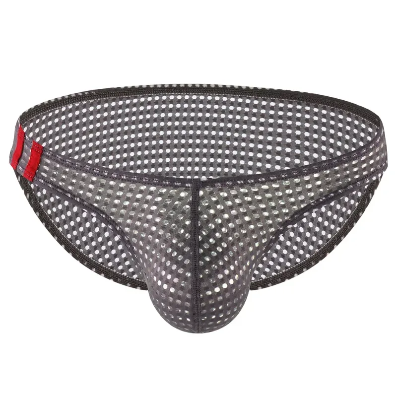 Men Briefs Summer Breathable Holes Underwear U Convex Thin Low Waist Briefs Slip Underpants Calzoncillos