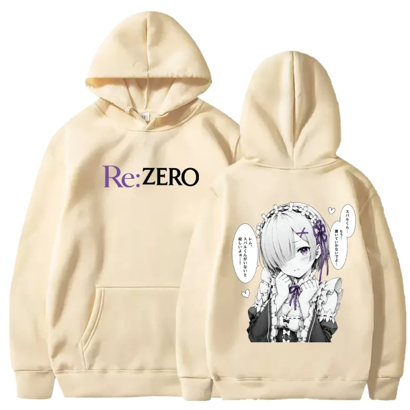 Rem Manga Re:Zero Printed Hoodies Fashion Harajuku Streetwear Men Women Clothing Fall Long Sleeve Casual Fleece Hooded Pullover