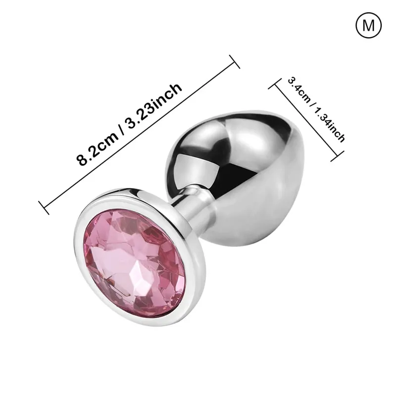หรูหราโลหะ Anal Plug ชุดอัญมณี Butt Trainer Kit ของเล่นสำหรับผู้ใหญ่สำหรับผู้ชายผู้หญิงคู่เริ่มต้นเพศของขวัญขนาดใหญ่ขนาดกลางขนาดเล็กสีชมพู — image 9