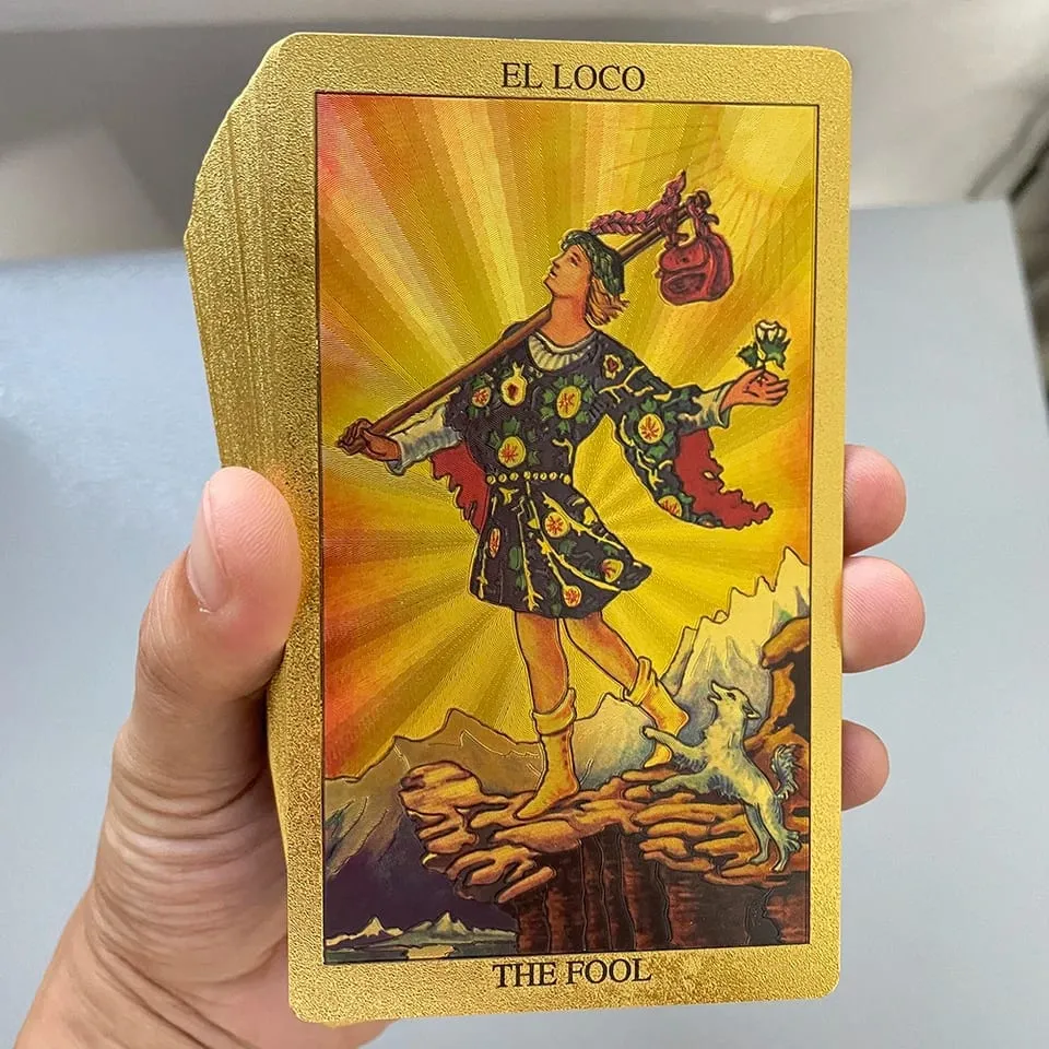 Golden Foil Tarot Cards Game Spanish English Bilingual Divination Deck with Guide Prophecy Oracle Reading Set for Beginners — image 2