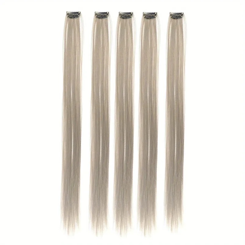 5pcs/set Colorful Clip In Synthetic Hair Extension Rainbow Long Straight Hairpieces For Women Girl Kids Y2K Style Daily Party — image 24