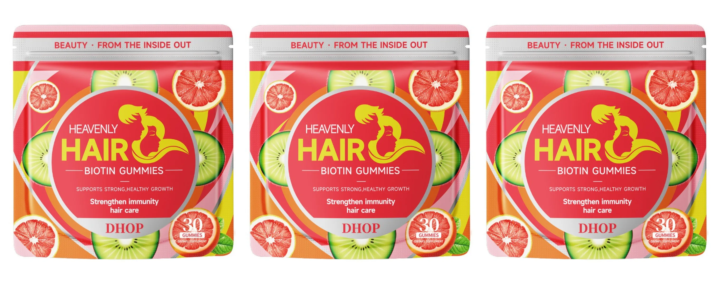 Biotin Gummies with Vitamin C and B12 Supports Strong Healthy Hair Growth Hair Care with Kiwi and Pomelo Extract - 15 Servings — image 9