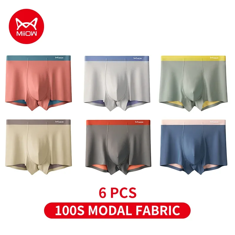 MiiOW Men Underwear Set 100S Modal Men's Boxershorts Silky Breathable Man Panties 5A Antibacterial Mens Boxer Briefs Underpants