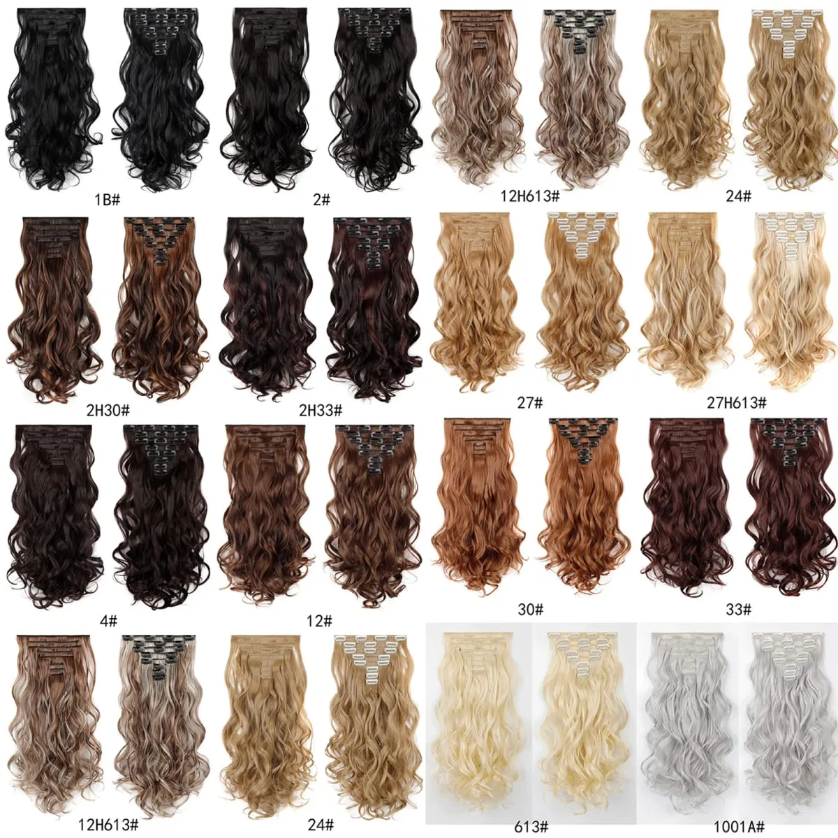Clip-In Hair Extensions 8Pcs Set 17Clips Matte Synthetic Wavy Full Head Hairpiece for Women Daily Use Easy to Install