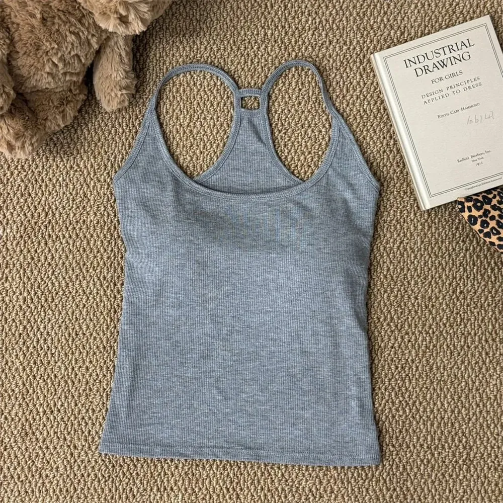 Casual U Neck Summer Tank Tops Sleeveless With Pad Fitted Tops Camisoles Slim Vest Corset for Women — image 12