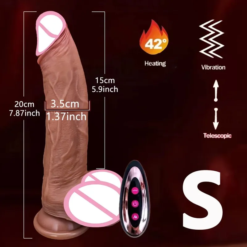 Realistic Dildo Telescopic Vibrator Female Masturbator Thrusting Big Dick Silicone Masturbation Penis Adult Sex Toys For Women