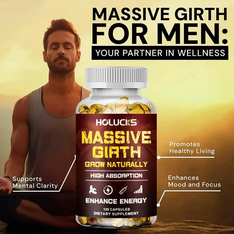 Massive Girth Capsules for Men Testosterone Booster Hormone Support Muscle Growth & Strength Size Enhancement Supplement — image 6