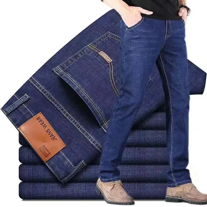 2025 novos jeans masculinos de negócios casual confortável estiramento reto moda clássico premium azul preto calças jeans calças grandes — image 6
