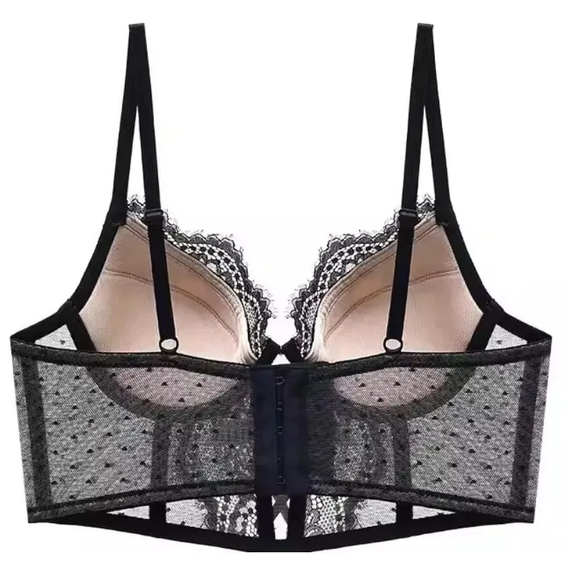 Lingerie Push Up Lace Bra & Garter Set Petite Small Bust Chemise with Soft Underwire Bra Fishbone Shaping Corset Top Size S-XL — image 2