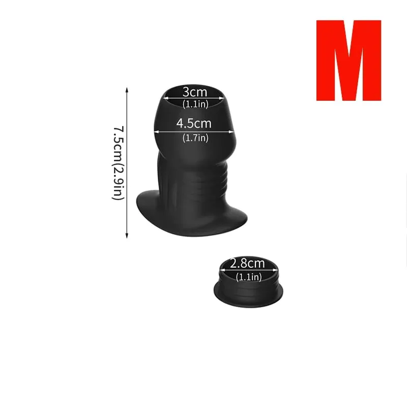 Hollow Speculum Peeking Anal Beads Butt Plug with Stopper Expander Tunnel Enema Anus Dilation Adult Sex Toys for Women Men Gay