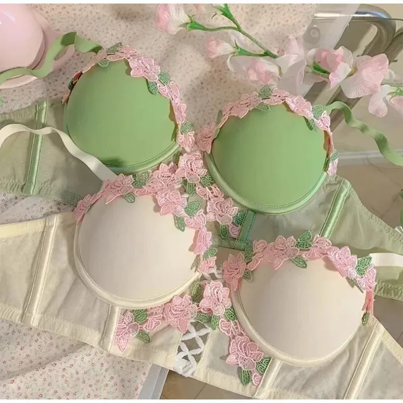 Japanese Sweet Sensual Bra Set Push Up for Small Breasts Lift & Gather Bigger Look Summer Light Soft Underwear Lingerie Set S-XL — image 4