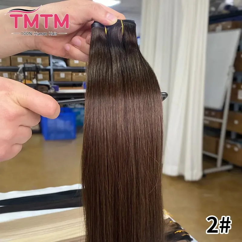 Straight PU Clip Ins Human Hair Extensions Black Brown Color 7 Pcs 110g/Set Seamless Invisible PU Weft For Women 100% Human Hair — image 13